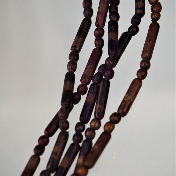 Funky Retro Statement Necklace Bohemian 5 Strand Metal Beads 5 Ring Pendants - Picture 4 of 7